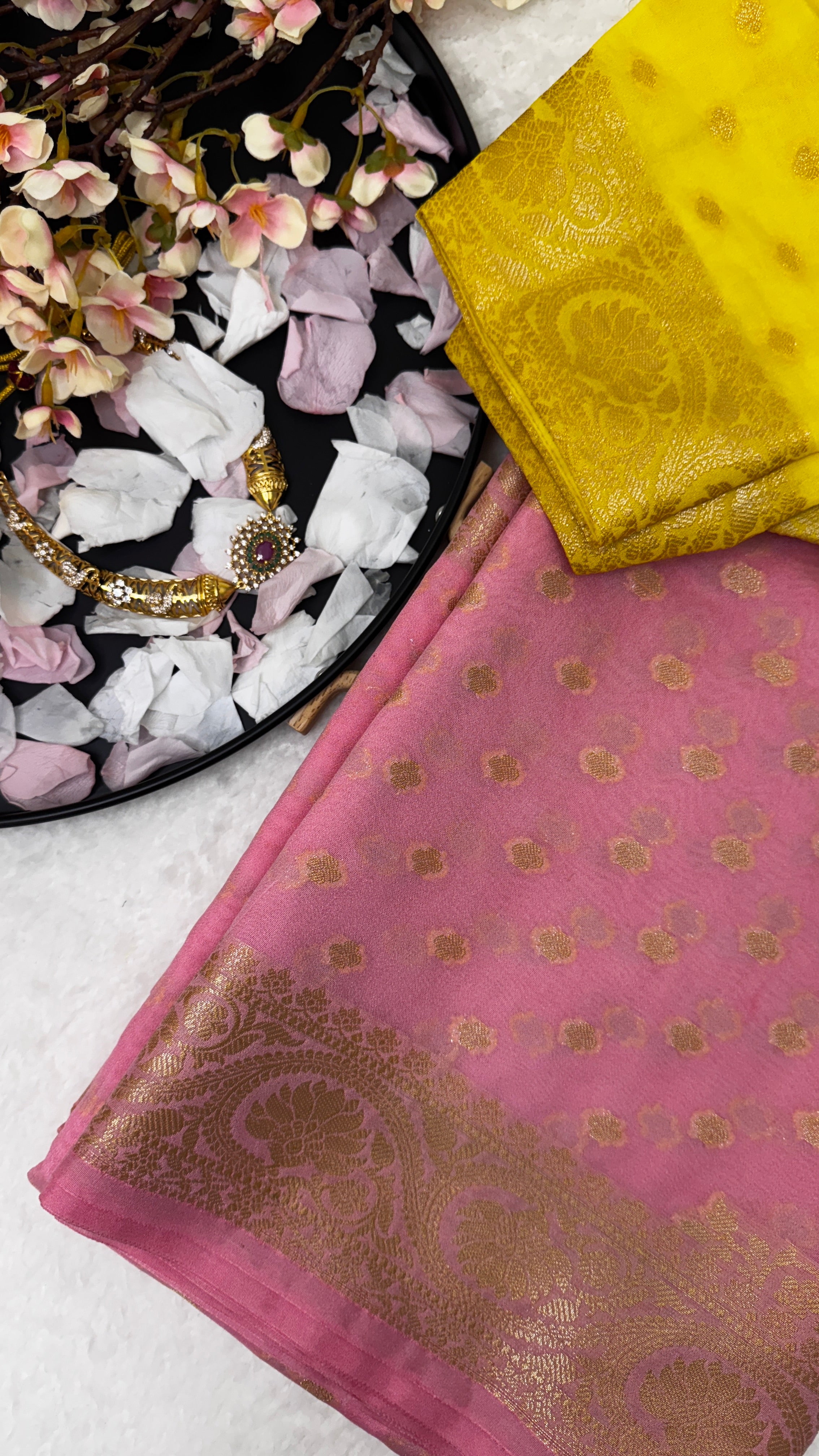 Semi Georgette Saree With Stitched Blouse